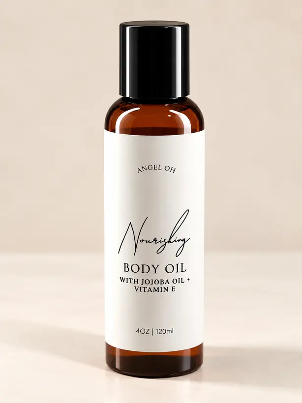 Angel Oh nourishing body oil with jojoba oil and vitamin E, 4oz